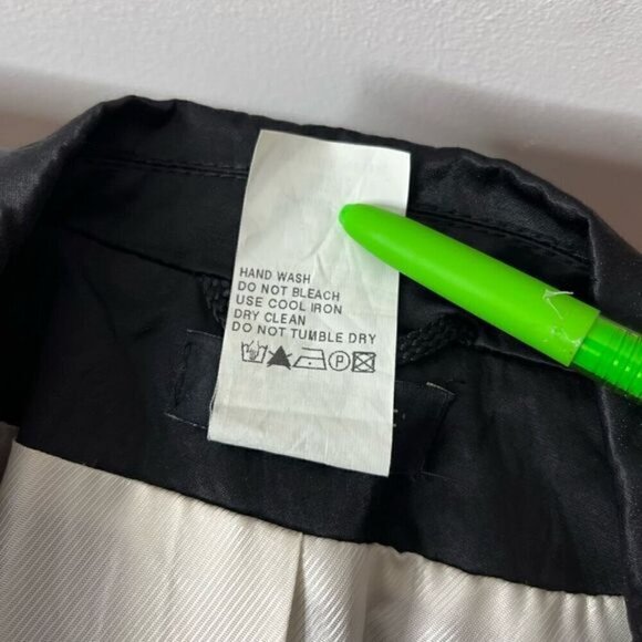 Apanage Women's Size 8 38 Vintage Satin Long Sleeve Blazer Suit Solid Black - Picture 8 of 16